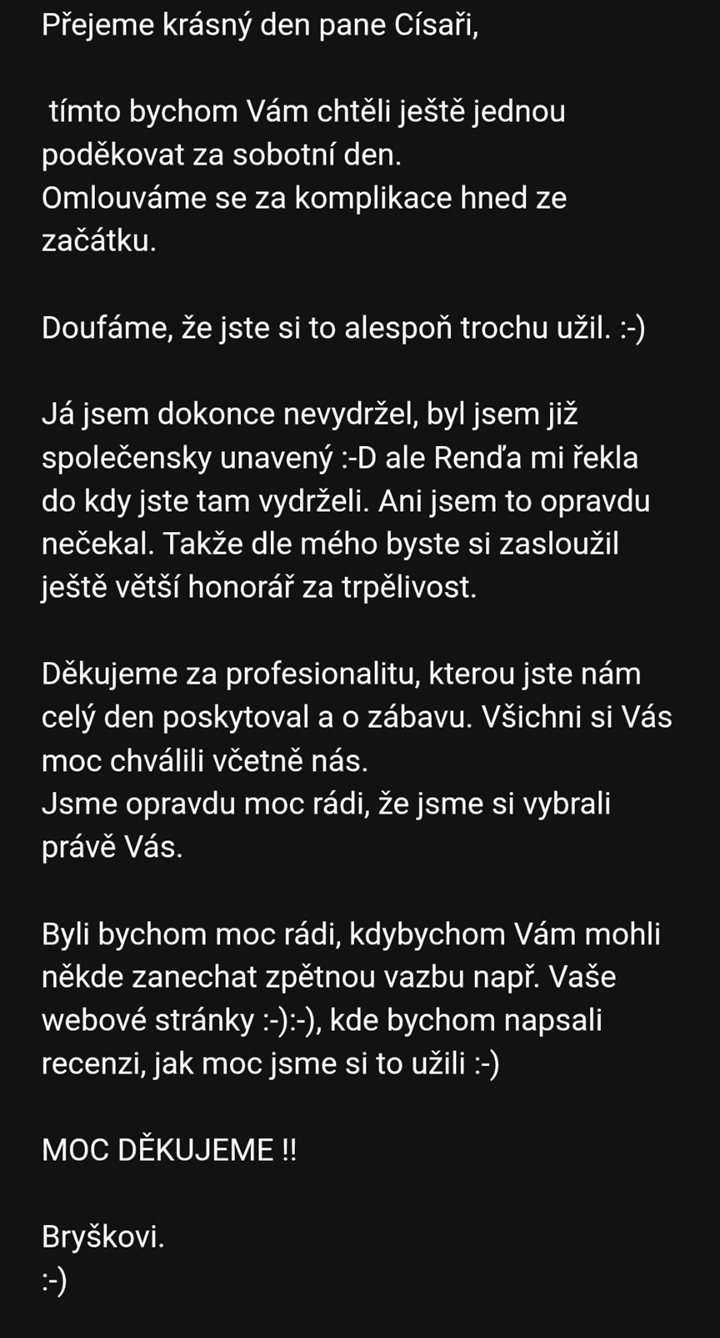 Poděkování od novomanželů Bryškových